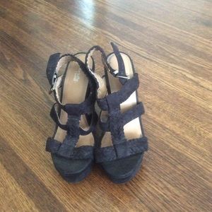 Black Wedge Sandals